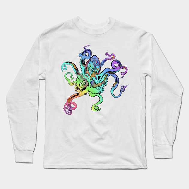 Rainbow Octopus Long Sleeve T-Shirt by WFDJ